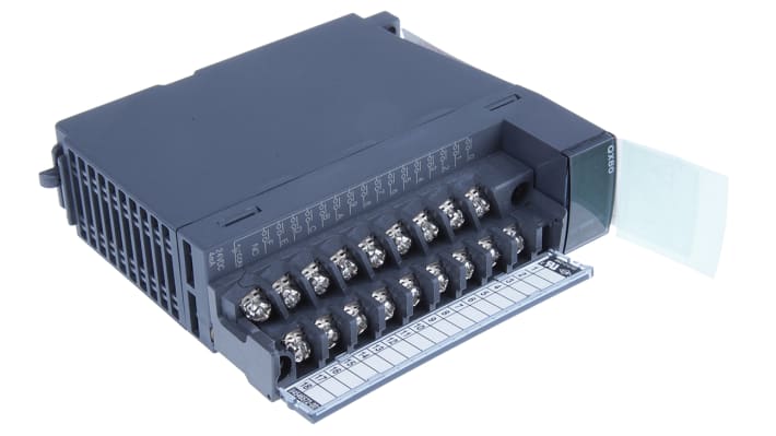 Modulo I/O PLC Mitsubishi Electric QX80, 16 ingressi digitali, dimensioni 98 x 27,4 x 90 mm, isolamento fotoelettrico.