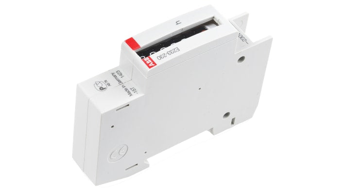 Contatore elettronico ABB 2CDE100000R1601, per monitorare tempi di funzionamento, montaggio su guida DIN 35 mm, 17,5 mm di larghezza.