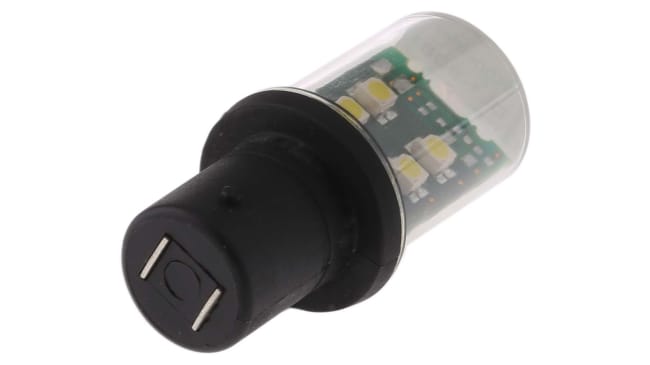 Lampadina LED Schneider Electric DL1BDB1 per torretta XVPC. Bianco, 80 mA, 24V c.a./c.c. Alta luminosità e protezione IP65. Ideale per ambienti industriali.