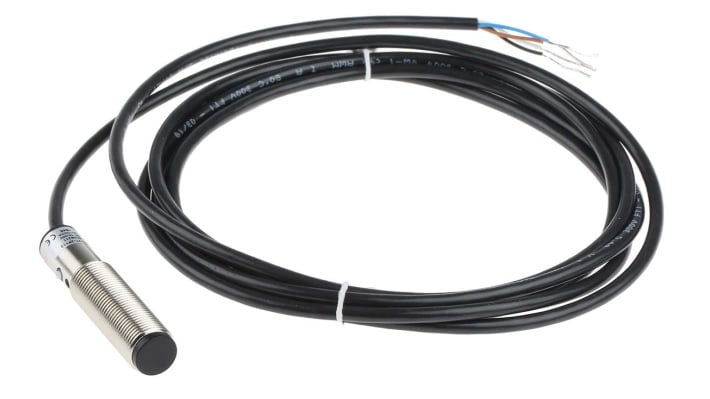 Sensore fotoelettrico cilindrico Sick VT12T-2P112, rilevamento 115 mm, uscita PNP, grado di protezione IP67, cavo 2 m.