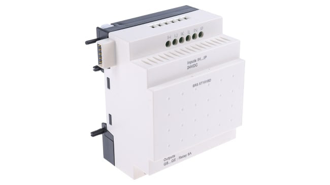 Modulo logico Schneider Electric Zelio Logic SR3XT101BD con 6 ingressi e 4 uscite, per automazione e controllo luci HVAC.