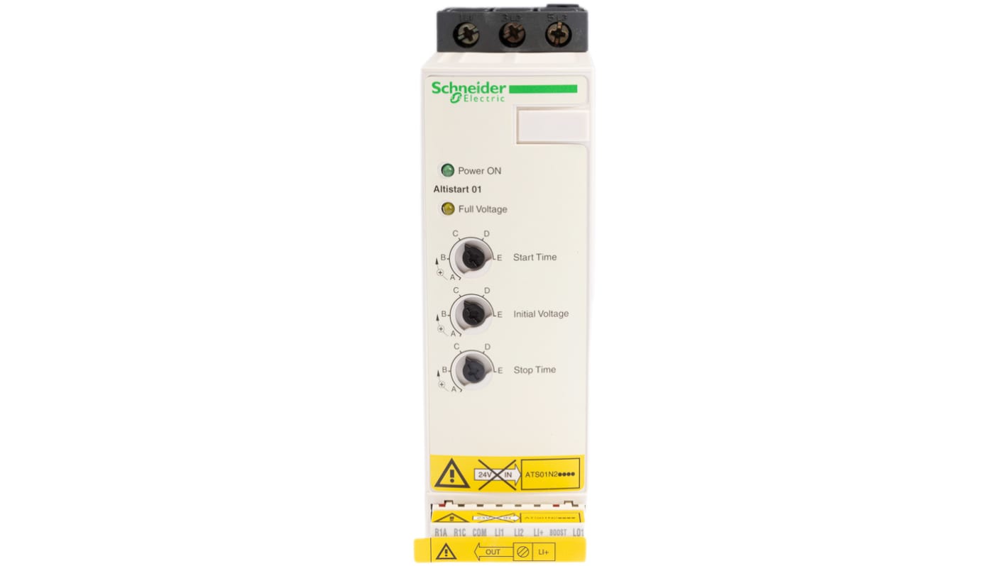 Avviatore soft-start Schneider Electric ATS01N222QN, 11 kW, 415 V c.a. per motori asincroni. Ideale per pompe e trasportatori. IP20.