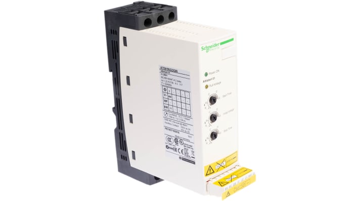 Avviatore soft-start Schneider Electric ATS01N222QN, 11 kW, 415 V c.a. per motori asincroni. Ideale per pompe e trasportatori. IP20.
