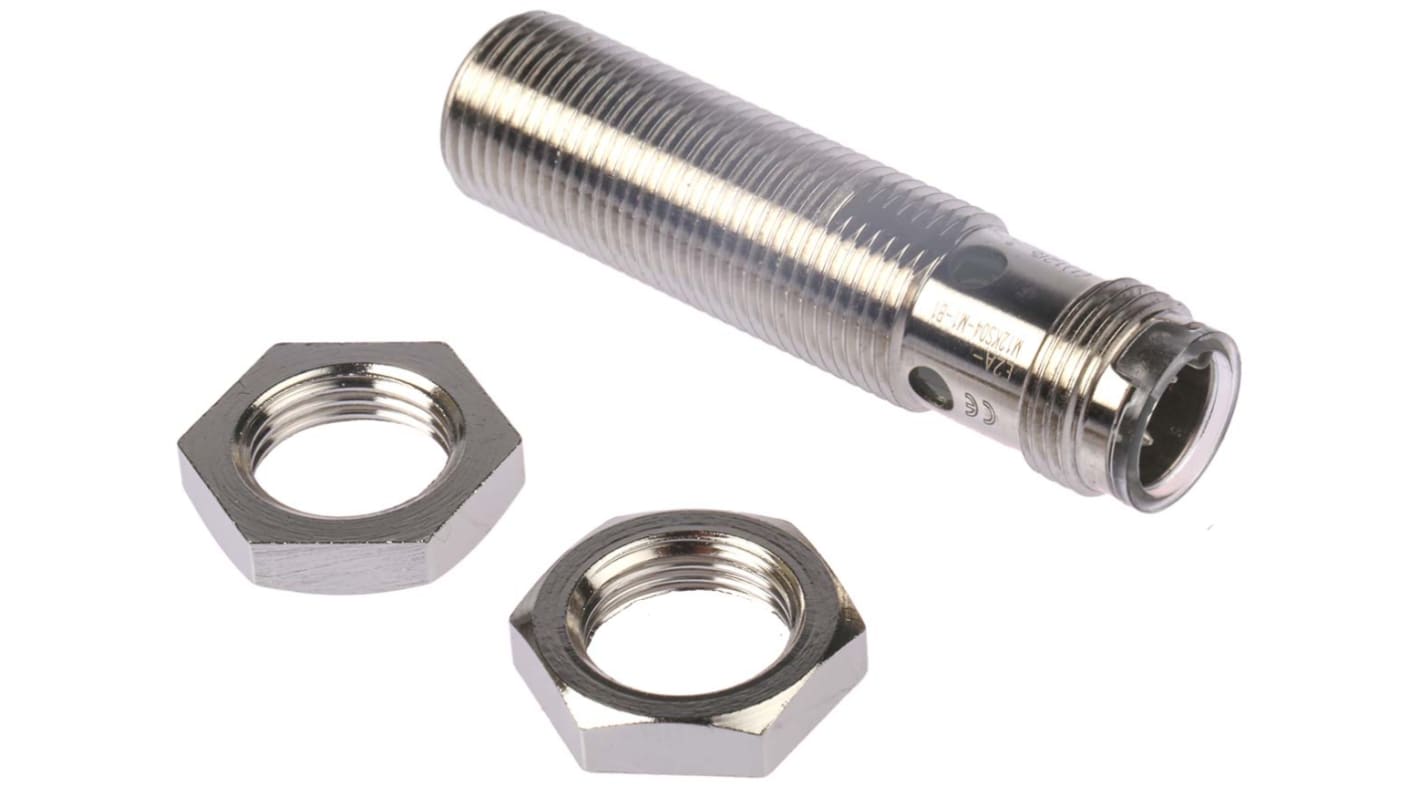 Sensore di prossimità cilindrico PNP M12 Omron E2AM12KS04M1B1, rilevamento 4 mm, alimentazione 12-24 V c.c., grado di protezione IP67.