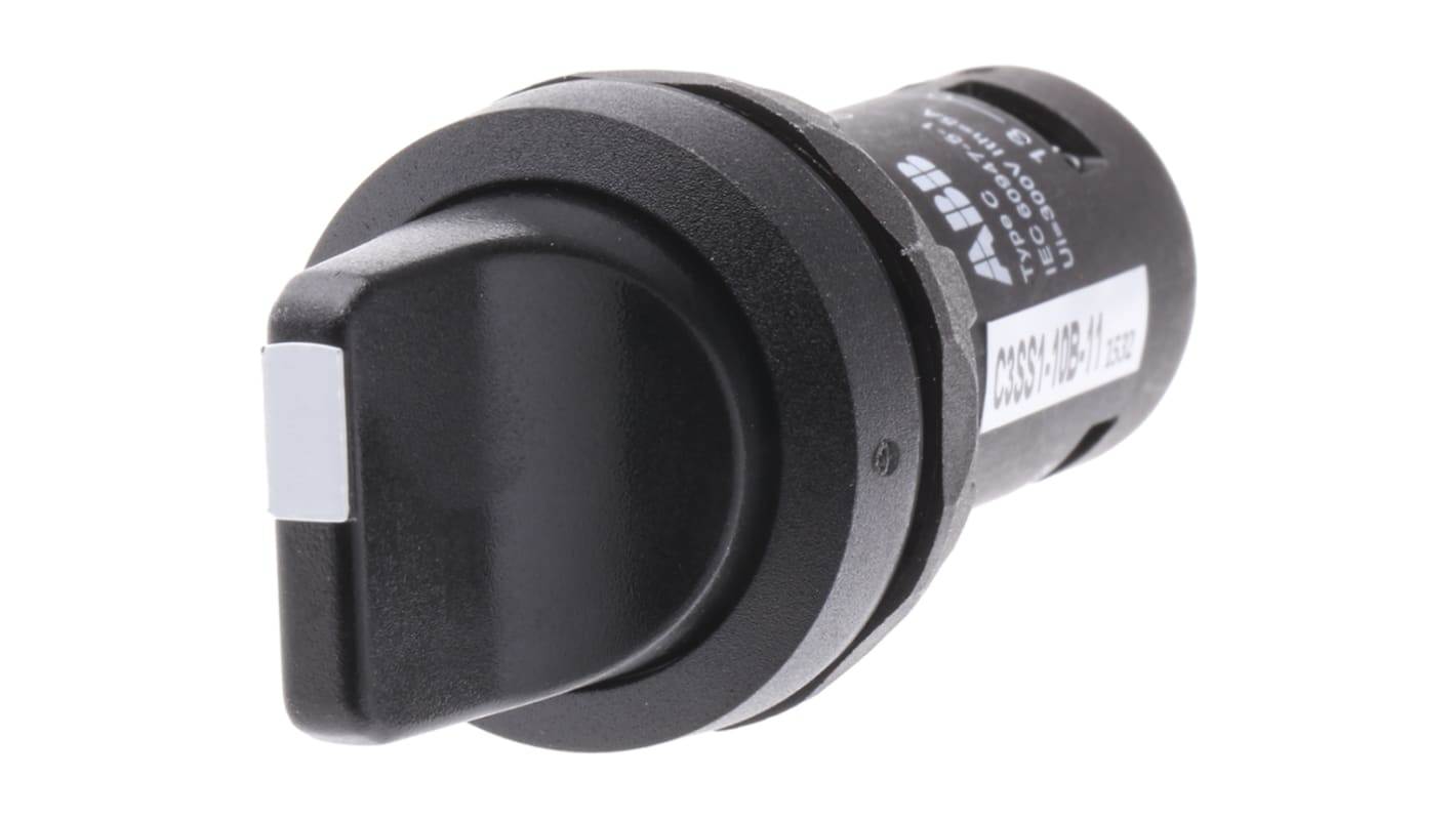 Selettore ABB C3SS1-10B-11 a 3 posizioni, IP66, montaggio 22,5 mm, contatto SPDT, per applicazioni industriali.