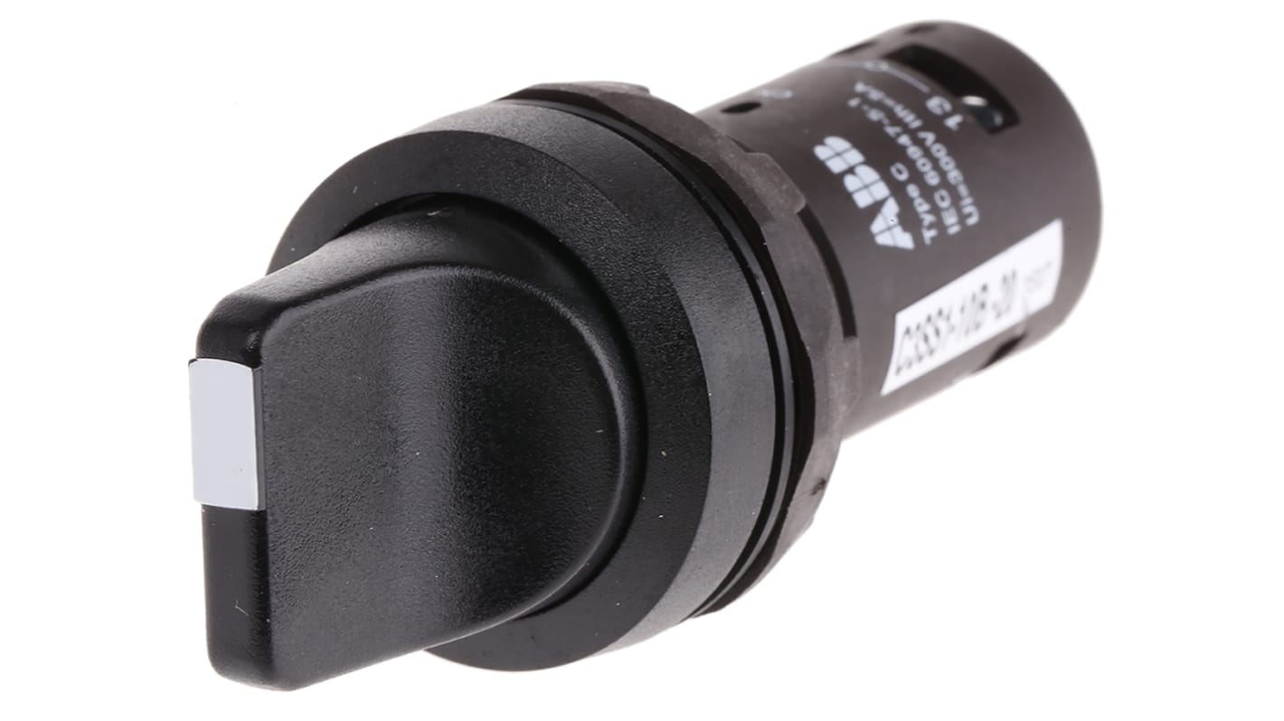 Selettore a 3 posizioni ABB, codice 1SFA619210R1026, per cavi 22-14 AWG, IP69K, corpo plastico, 240 g, temperatura -25/+70 °C.