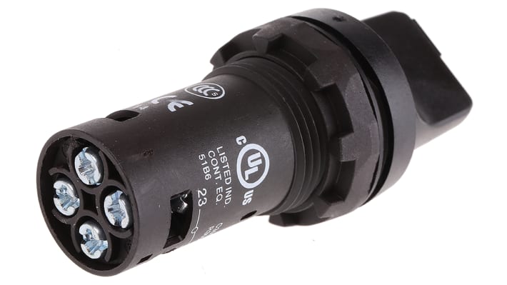 Selettore a 3 posizioni ABB, codice 1SFA619210R1026, per cavi 22-14 AWG, IP69K, corpo plastico, 240 g, temperatura -25/+70 °C.