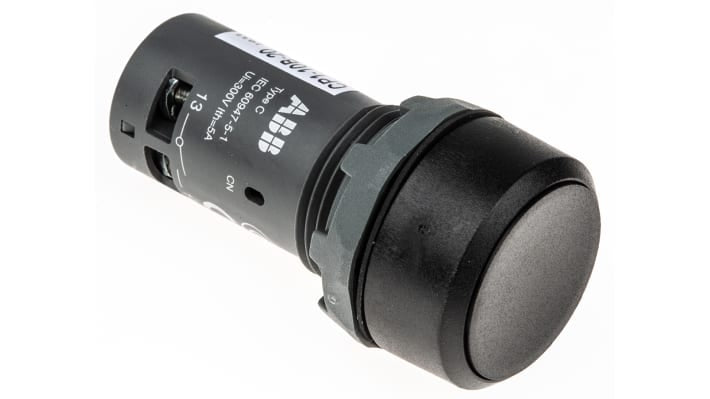 Pulsante momentaneo ABB DPST, montaggio a pannello, diametro 22 mm, IP69K, 300V, 10A, corpo in plastica, codice 1SFA619100R1026 CP1-10B-20.