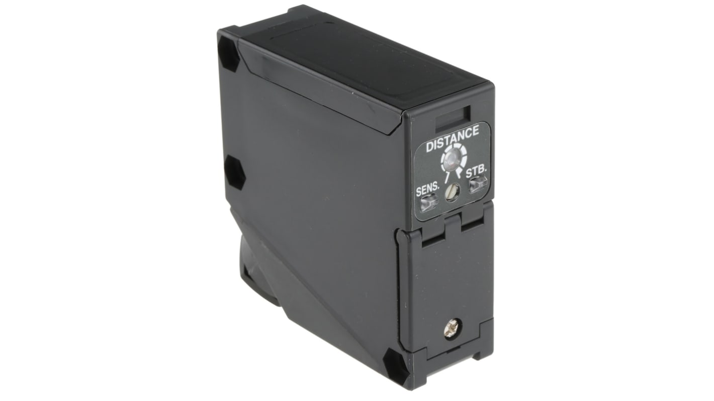 Sensore fotoelettrico Panasonic EQ-501T, rilevamento da 100 mm a 2,5 m, custodia IP67, tensione massima 250V.