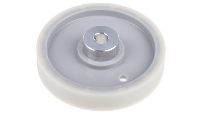 Ruota per encoder Baumer MR241.07D, circonferenza 20 cm, foro 7 mm, include staffa di montaggio e viti.