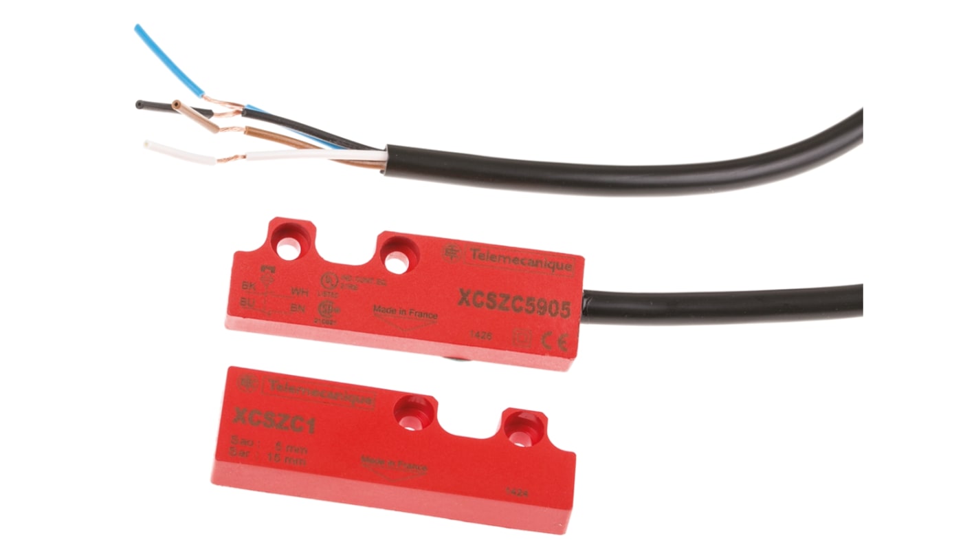 Interruttore di sicurezza Telemecanique Sensors XCSDMC5905, magnetico codificato, 24V cc, custodia plastica, protezione IP66/IP67, dimensioni 51x34x7 mm.