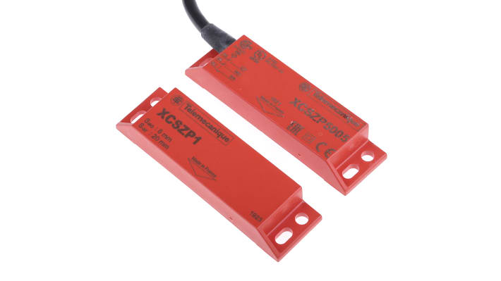 Interruttore di sicurezza magnetico Telemecanique Sensors XCSDMP5005 con attuatore codificato per macchine industriali. Tolleranza di 8mm, IP66/IP67, 24V cc.