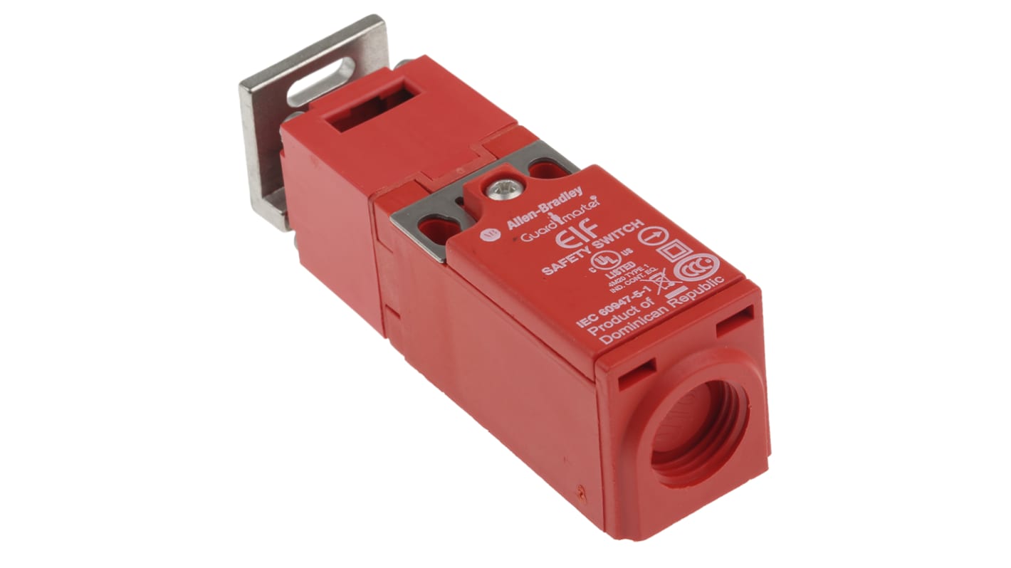 Interruttore di interblocco di sicurezza a chiave Allen Bradley Guardmaster 440K-E33040, IP67, 1NC/1NA, dimensioni 75x25x29 mm.