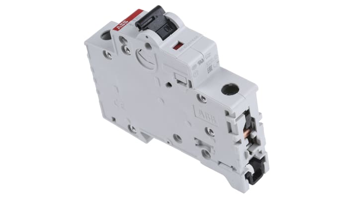 Interruttore magnetotermico ABB S201B10, 1P 10A, Tipo B, montaggio su guida DIN, dimensioni 88mm x 17.5mm x 69mm, grado di protezione IP20.