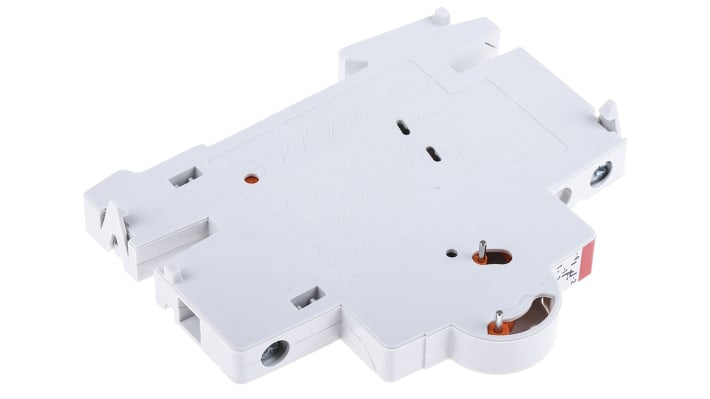 Contatto ausiliario ABB S2C-H6R, 2 contatti (1 N/C + 1 N/A), montaggio laterale, dimensioni 85 x 8,8 x 69 mm.