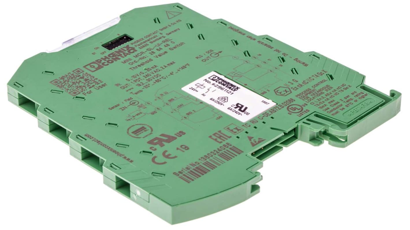 Condizionatore di segnale Phoenix Contact 2864480, ATEX, ingresso 0-10 V, montaggio su guida DIN, dimensioni 6,2 mm.