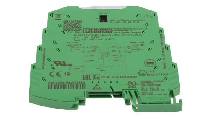 Condizionatore di segnale Phoenix Contact 2864176, 4 vie, ATEX, montaggio su guida DIN, 6,2 mm di larghezza, alimentazione 24V cc.