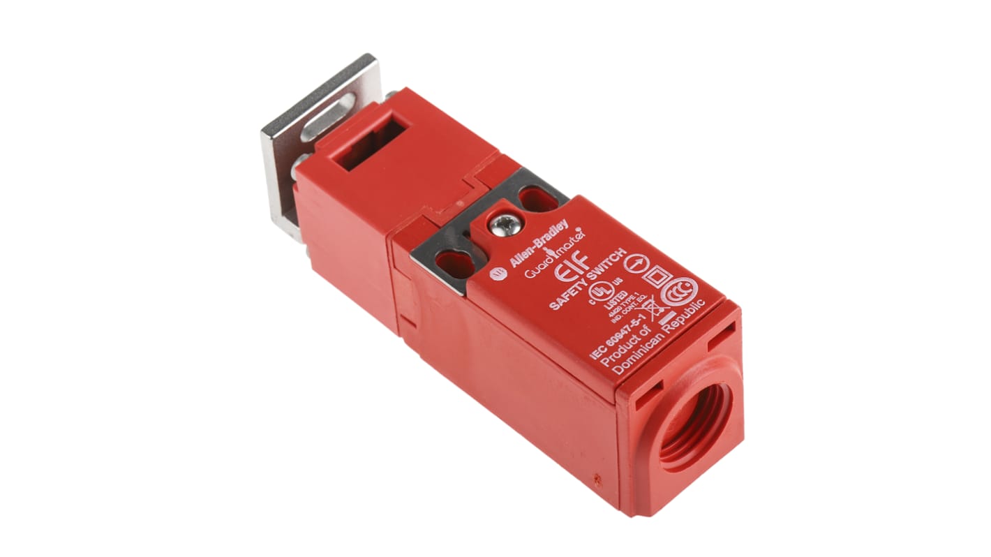 Interruttore di interblocco di sicurezza Allen Bradley Guardmaster 440K-E33041, 2NC, IP67, dimensioni 75mm x 25mm x 29mm.