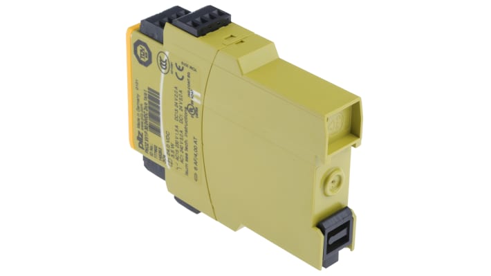 Relè di sicurezza Pilz PNOZ XV1P, 24V cc, 2 contatti di sicurezza, dimensioni 22.5mm x 121mm x 94mm, categoria 4.