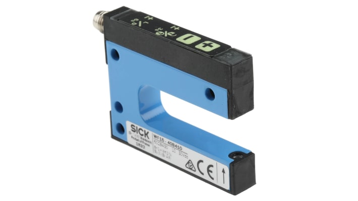 Sensore fotoelettrico a forcella Sick WF15-40B410, rilevamento 15 mm, montaggio a pannello, grado di protezione IP65.