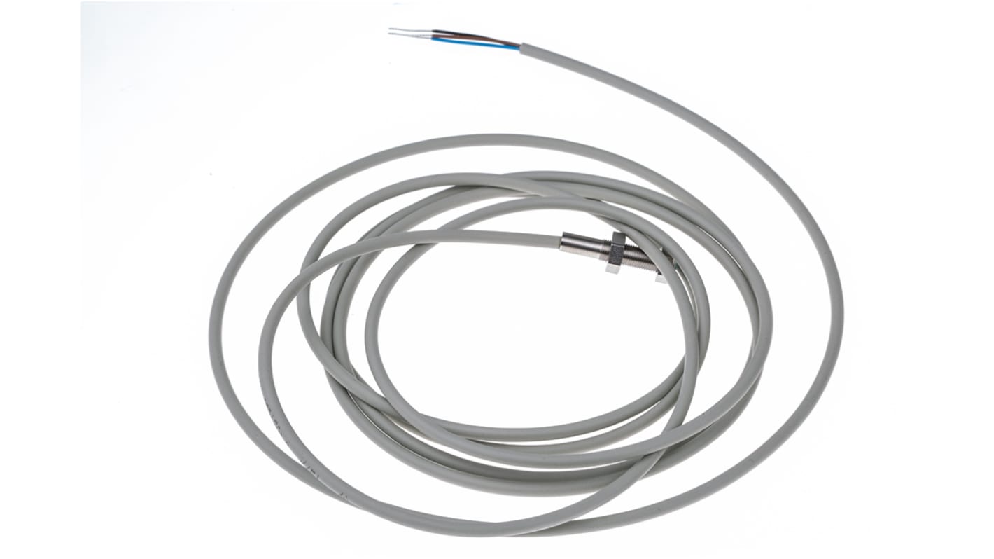 Baumer IFRM 05P15A1/L, sensore di prossimità cilindrico PNP M5, rilevamento 1 mm, corpo in acciaio inox, IP67.