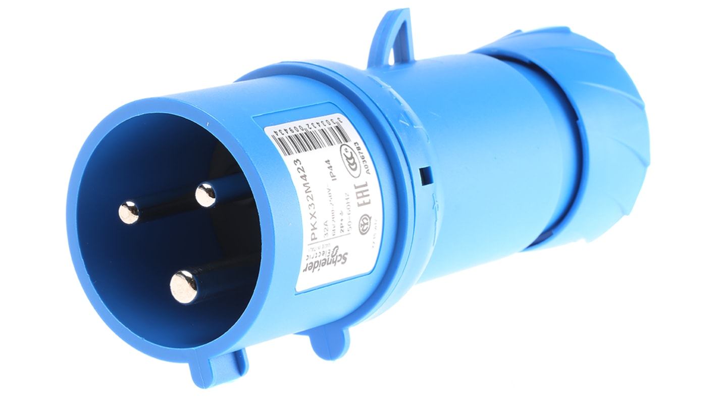 Connettore industriale Schneider Electric PKX32M423, 2P + E, 32A per cavi industriali. Sistema ad innesto rapido, senza spelamento fili.