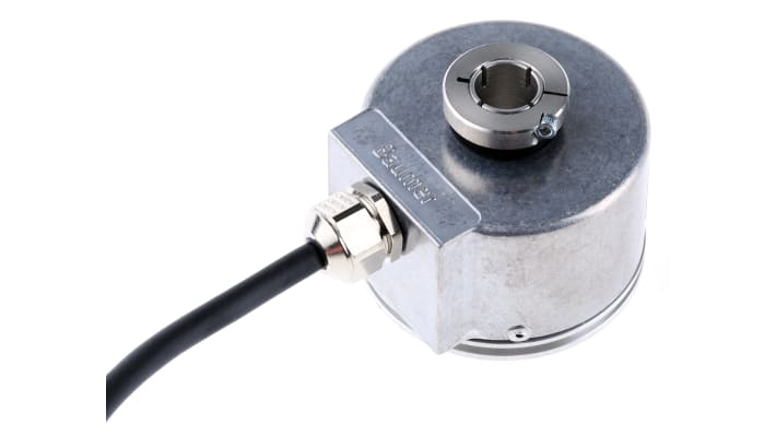 Encoder incrementale Baumer BHG 16.25W3600-B2-5, 3600 impulsi/giro, montaggio su albero 12mm, grado di protezione IP42.