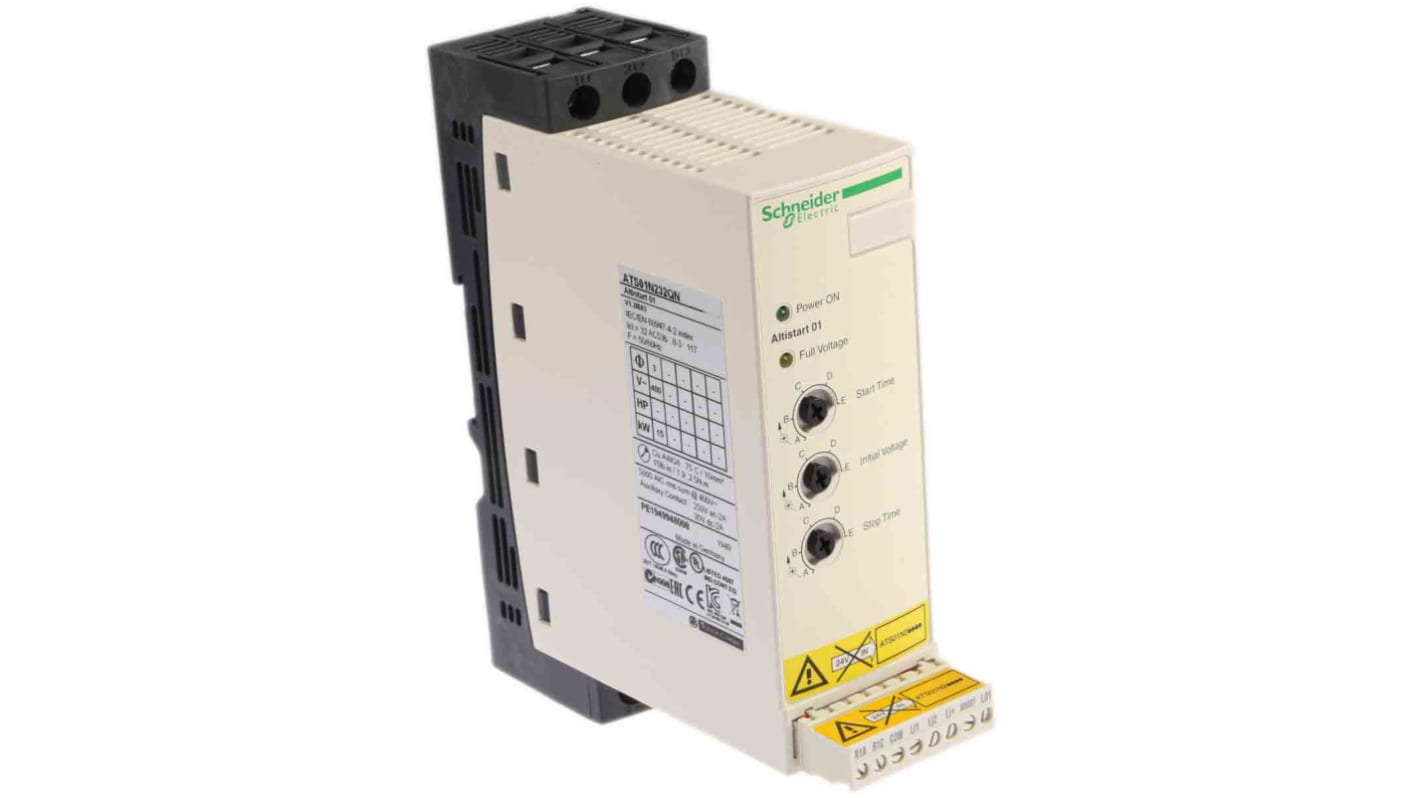 Schneider Electric - ATS01N232QN Soft Starter 3 Fasi 15 kW 415 V c.a. IP20 per motori asincroni. Ideale per pompe, ventilatori e applicazioni industriali.