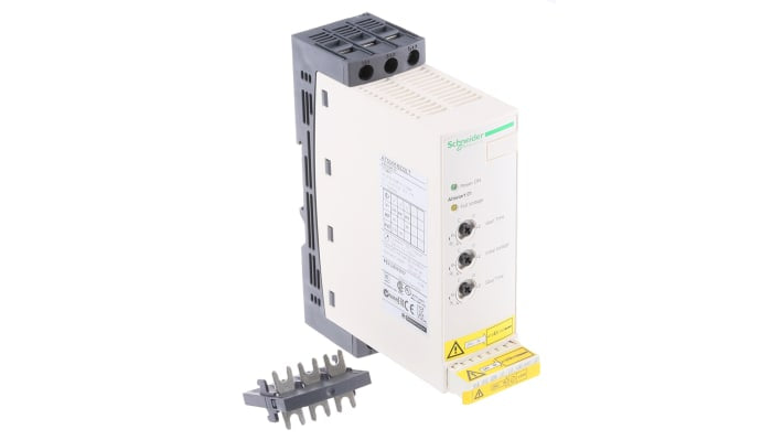 Avviatore soft-start trifase Schneider Electric ATSU01N232LT, potenza 15 kW, corrente 32 A, dimensioni 113x45x154 mm, grado di protezione IP20.