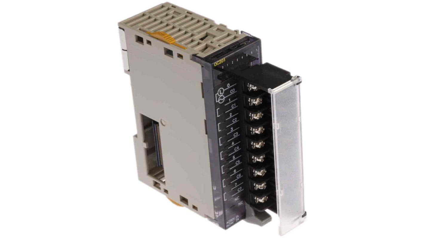 Modulo I/O Omron CJ1W-OC201, unità di uscita digitale PNP, 16 uscite, dimensioni 90x31x89 mm, compatibile con moduli CJ1M.