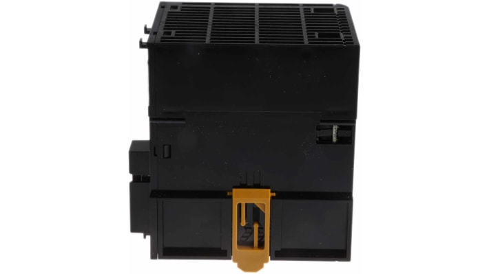 Alimentatore PLC Omron CJ1W-PA205R, 25 W, 5 A, montaggio su guida DIN, dimensioni 81,6 x 90 x 80 mm.