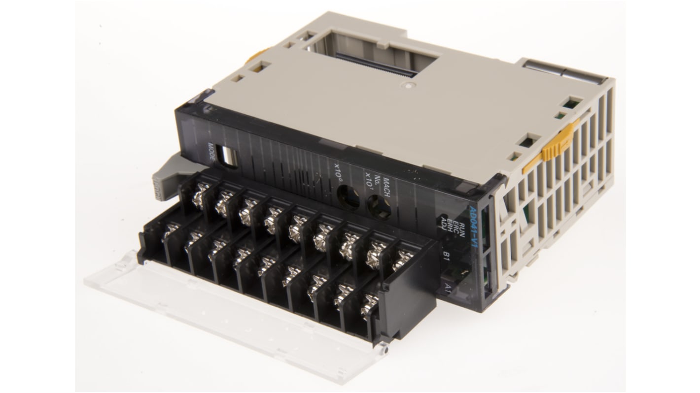 Omron CJ1W-AD041, modulo I/O analogico per PLC SYSMAC, 4 ingressi, risoluzione 12 bit, dimensioni 90 x 31 x 89 mm.