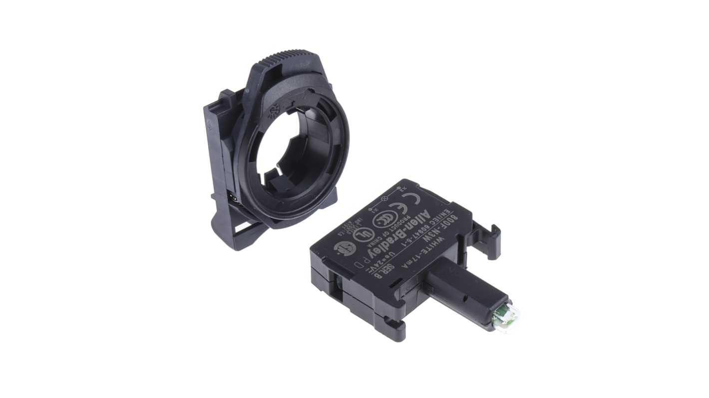 Allen Bradley 800F-PN3W, blocco contatti luminoso LED 24V, installazione a pannello, protezione IP66, visibilità elevata.