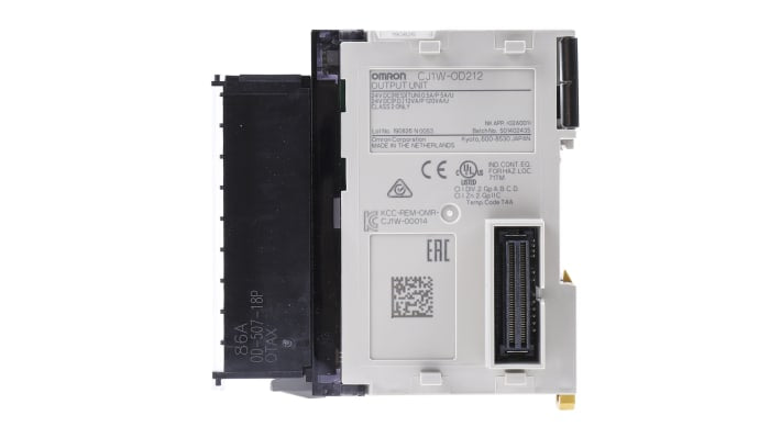 Modulo I/O PLC Omron CJ1W-OD212, Serie SYSMAC CJ, 16 punti, uscita transistor, 500mA, dimensioni 89x31x95,4mm. Ideale per automazione industriale e robotica.