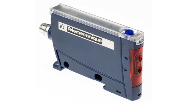 Sensore per fibre ottiche Telemecanique Sensors XUDA1PSMM8, PNP, 12-24 V c.c., 65 x 40 x 10 mm, 4 pin M8 maschio.