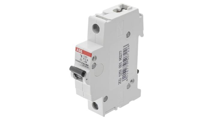 Interruttore magnetotermico ABB S201-K2, 1P 2A, 6 kA, montaggio su guida DIN, dimensioni 88x17.5x76 mm.