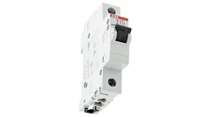 Interruttore magnetotermico ABB S201-K4, 4A, 6 kA, montaggio su guida DIN, per protezione circuiti motori, larghezza 17,5 mm.