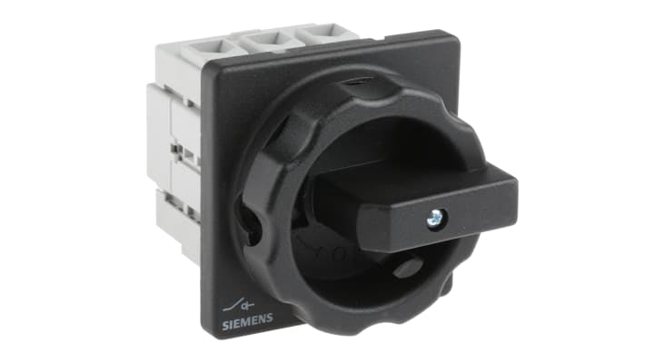 Interruttore isolante trifase Siemens 3LD2103-0TK51, 690V CA, IP65 - Serie SENTRON. Ideale per ambienti industriali, sicuro e resistente con 100.000 cicli di funzionamento.