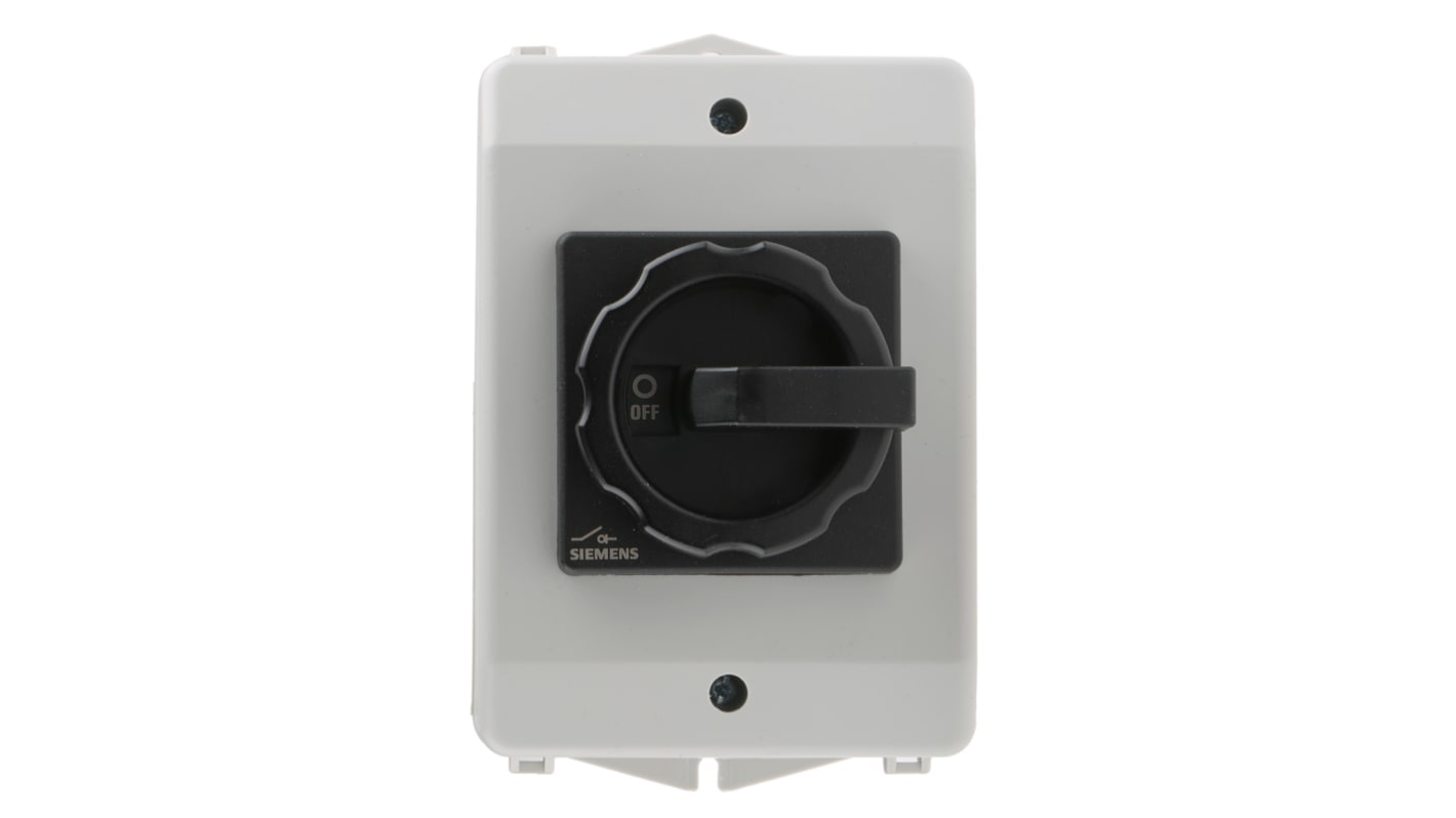 Interruttore di isolamento Siemens 3LD2064-0TB51, 3 poli, 16A, IP65, dimensioni 152x100x117mm, attuatore rotante.