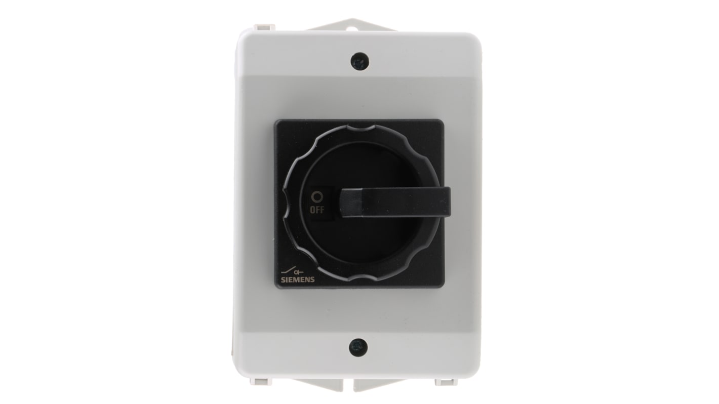 Interruttore di isolamento Siemens 3LD2064-1GP51, 3 poli, 16 A, IP65, dimensioni 152x100x117 mm, lucchettabile.