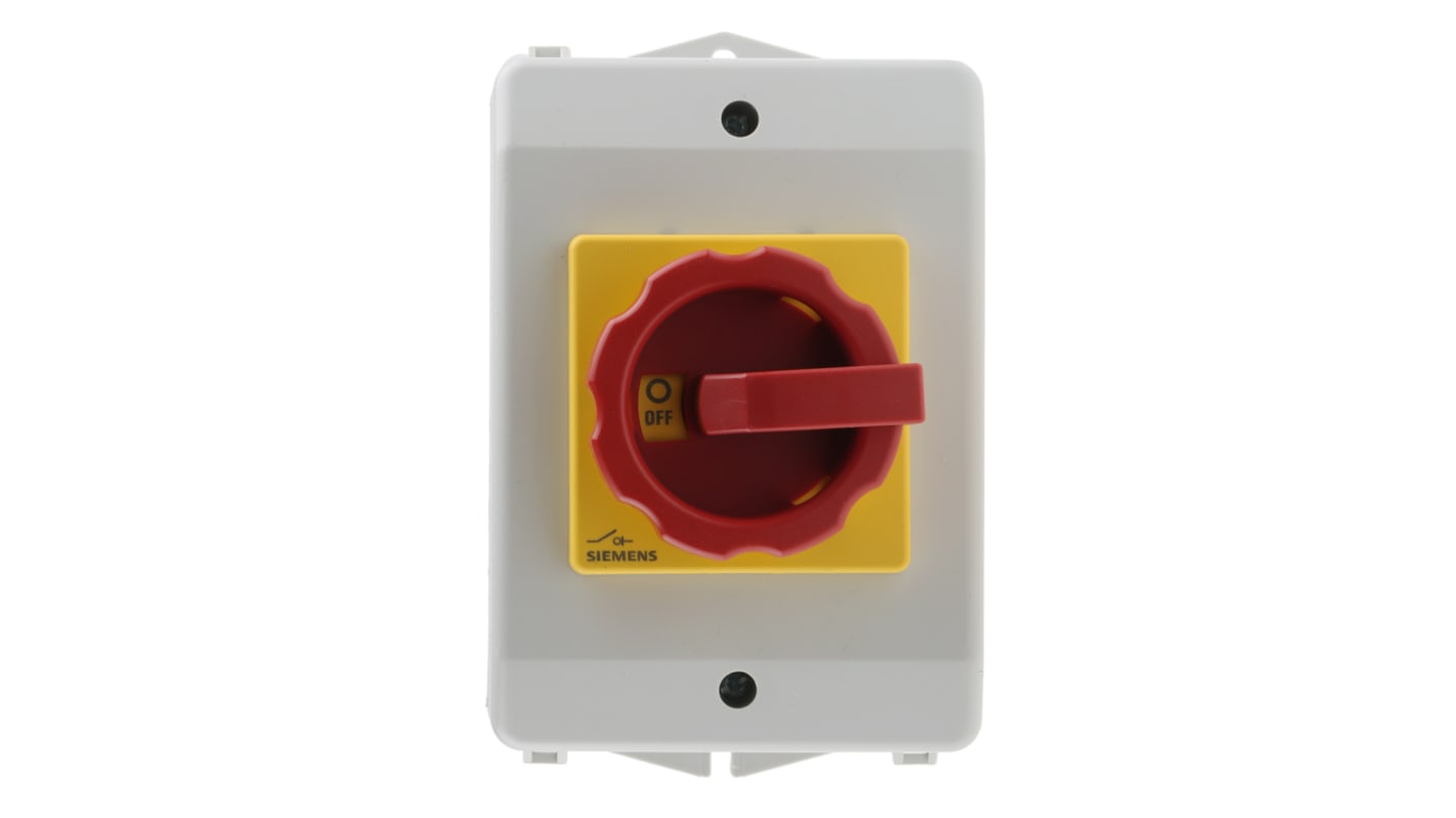 Interruttore di isolamento Siemens SIRIUS 3LD2064-1GP53, 3 poli, 16 A, 690 V CA, grado di protezione IP65, dimensioni 100x140x81 mm.