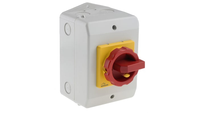Interruttore di isolamento Siemens SIRIUS 3LD2064-1GP53, 3 poli, 16 A, 690 V CA, grado di protezione IP65, dimensioni 100x140x81 mm.