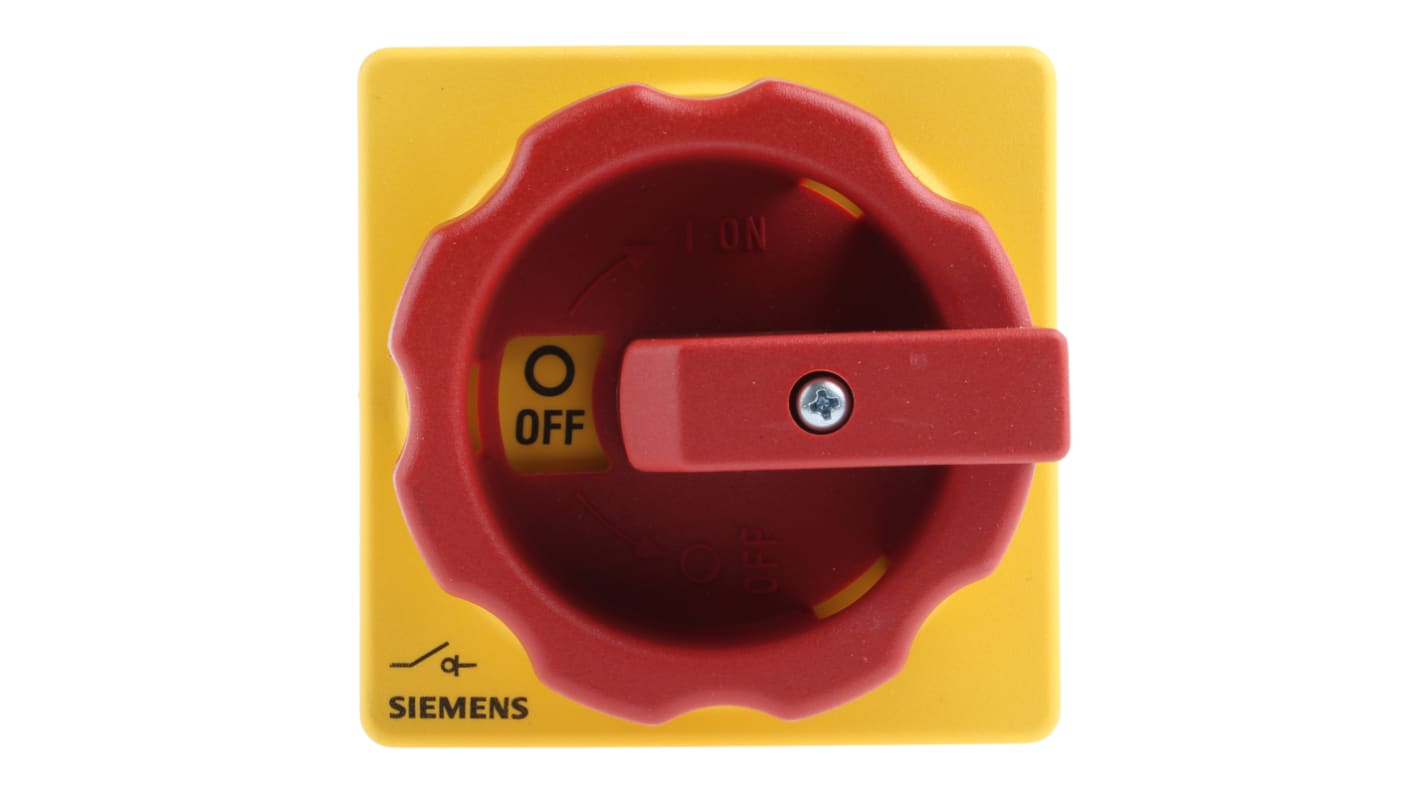 Interruttore di arresto di emergenza Siemens 3LD2103-0TK53, 690V CA, 25A, IP65. Sicurezza industriale con manico rosso, montaggio facile.