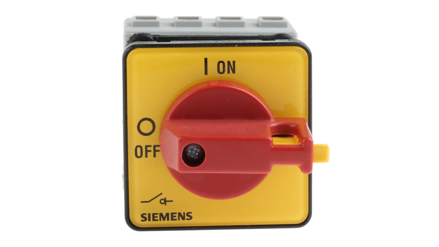 Interruttore di isolamento Siemens SIRIUS 3LD2050-1TL13, 3 poli, 16A, montaggio a pannello, grado di protezione IP65, dimensioni 48x48 mm.