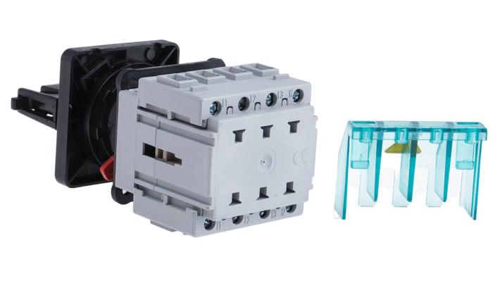 Interruttore di isolamento Siemens 3P+N, 16A, 690V, montaggio a pannello, protezione IP65, dimensioni 48x48 mm.