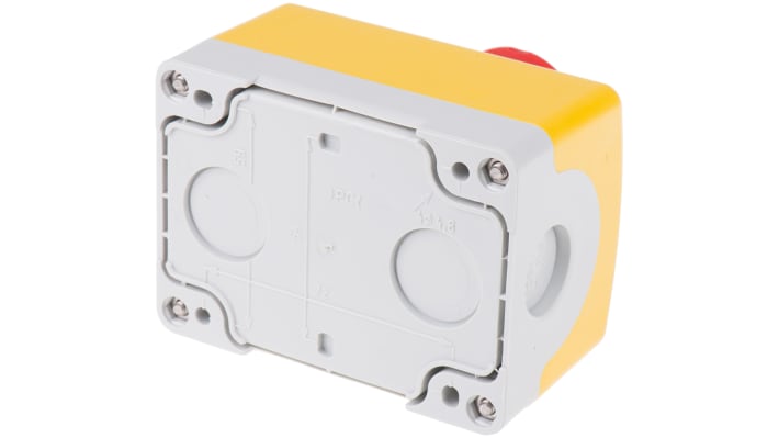 Pulsante di arresto di emergenza ABB, montaggio superficiale, forma rotonda, IP65, 75 mm x 101 mm x 122 mm, conforme a EN418.