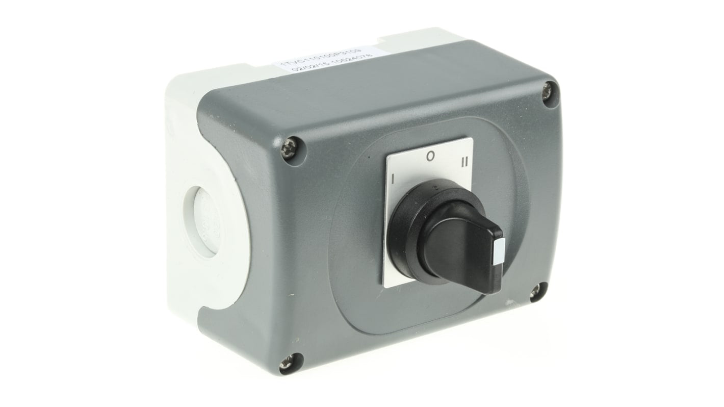 Interruttore stazione di controllo ABB 1TVL110100P3109, robusto, IP65, con selettori a due e tre posizioni, dimensioni 43mm x 30mm x 78.5mm.