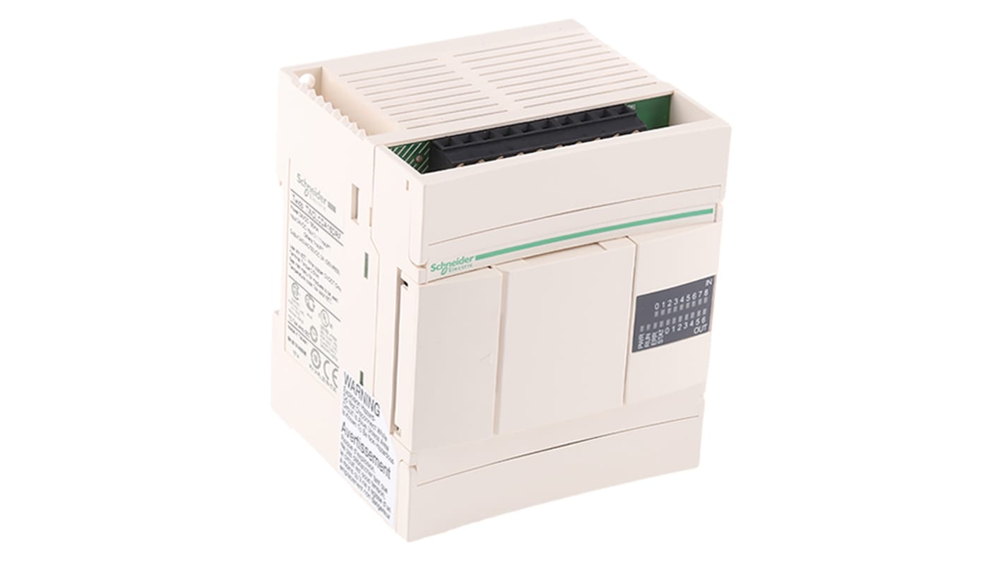 Modulo logico Schneider Electric TWDLCDA16DRF, 9 ingressi 24 V c.c., 7 uscite relè, montaggio su guida DIN, dimensioni 90 x 80 x 70 mm.