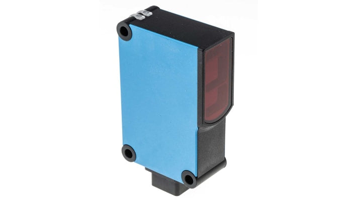 Sensore fotoelettrico rettangolare Sick WL27-3R2631 a retroriflessione, rilevamento 100 mm-15 m, uscita relè, IP65, montaggio a pannello.