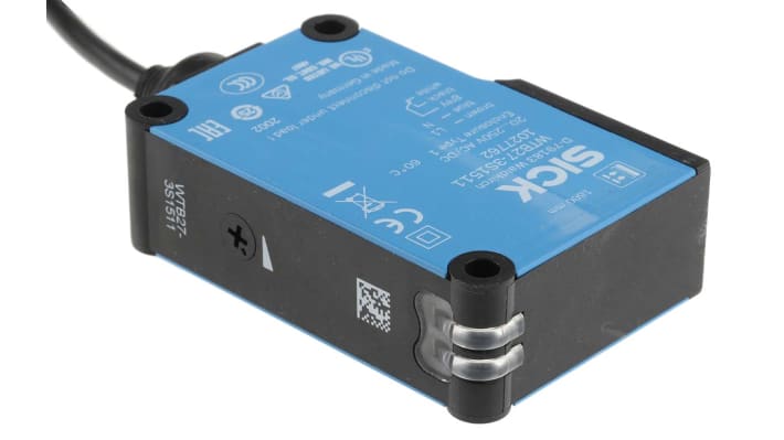 Sensore fotoelettrico rettangolare Sick WTB27-3S1511, rilevamento da 30 mm a 1,6 m, montaggio a pannello, custodia in ABS, IP66/IP67.